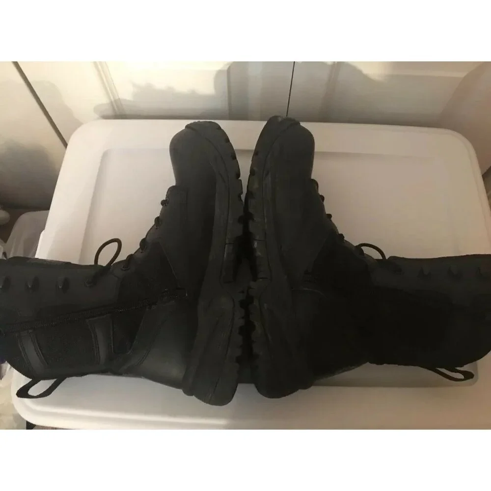 HY-TEST STEEL‎ TOE  Safety Side Zip/lace BLACK LEATHER BOOTS Men’s Sz 11.5 M